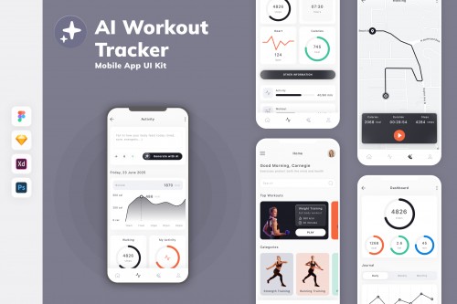 AI Workout Tracker Mobile App UI Kit