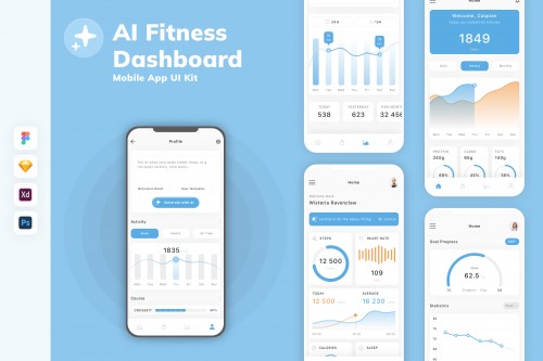 AI Fitness Dashboard Mobile App UI Kit