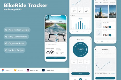 BikeRide Tracker Mobile App UI Kit