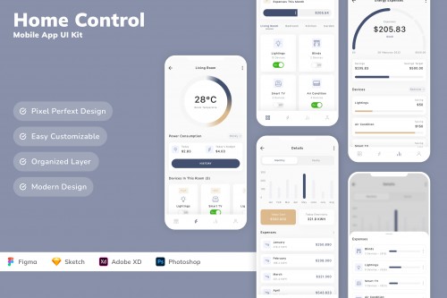 Home Control Mobile App UI Kit